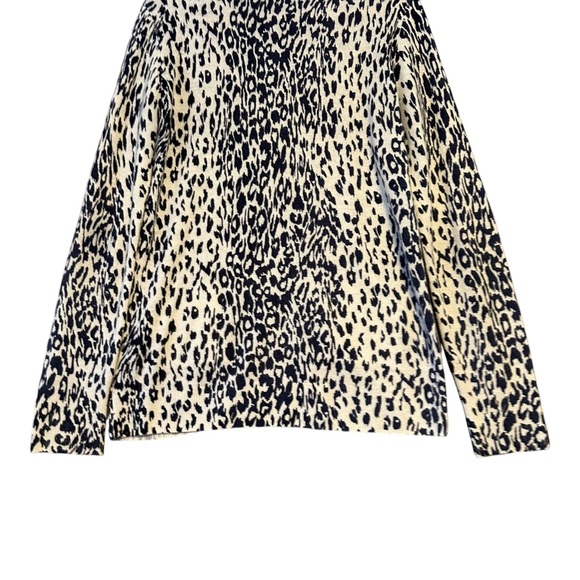 Equipment Femme | Sullivan Cashmere Cardigan Blue Cream Leopard Size L - Picture 8 of 12